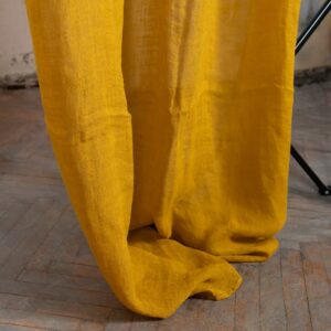 mustard yellow linen curtains, transparent