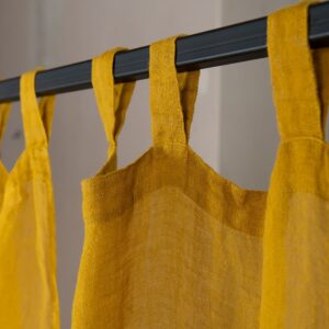 mustard yellow linen curtains, with loops