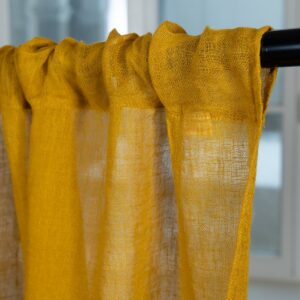 mustard yellow linen curtains, with channel