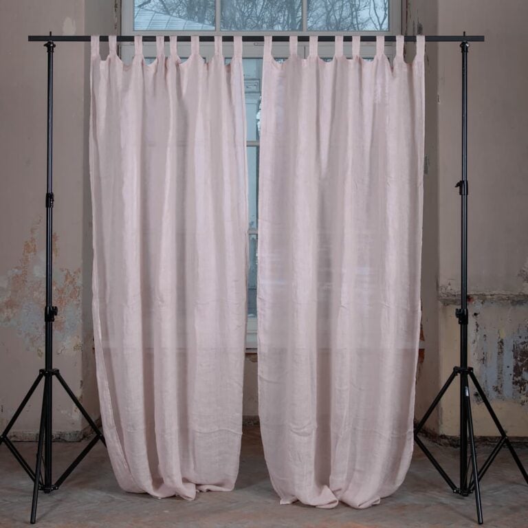 pink linen curtains