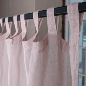 pink linen curtains, with loops