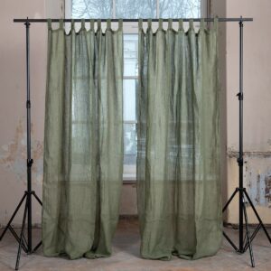 moss green linen curtains