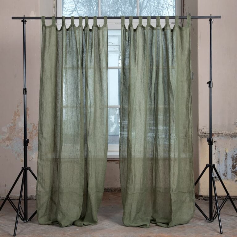 moss green linen curtains