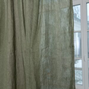moss green linen curtains, loose weave