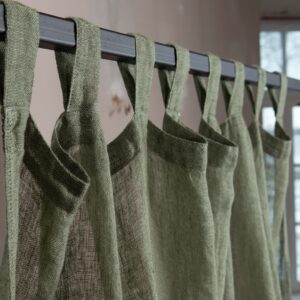 moss green linen curtains, with loops