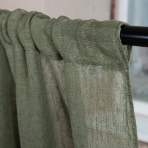 moss green linen curtains, with channel