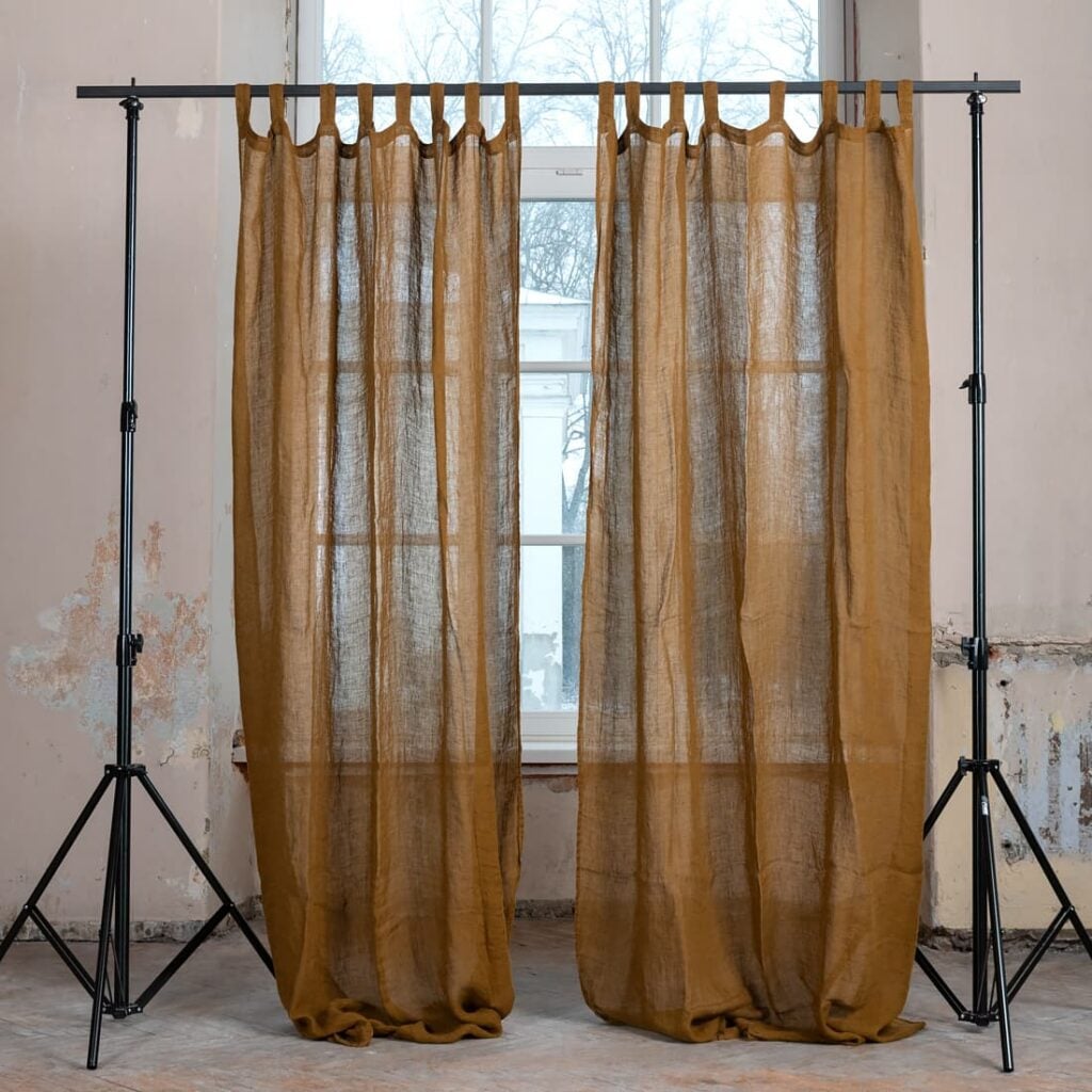golden brown linen curtain