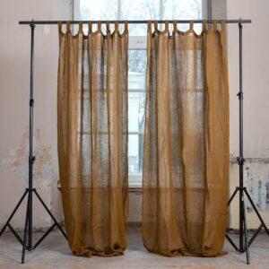 golden brown linen curtain