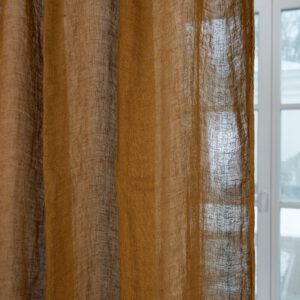 golden brown linen curtain, gauze