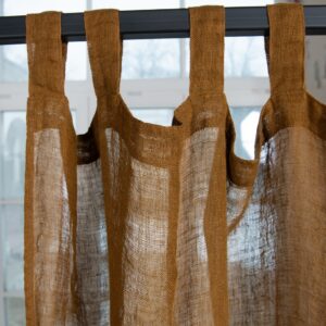 golden brown linen curtain, with loopes