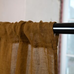 golden brown linen curtain, with channel