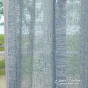 Linen cotton curtain in bluish white melange