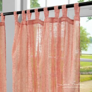 PASIFIC Gardin rosa 6 Linen cotton rosy curtain with channel and loops for hanging