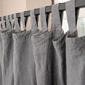 dark grey linen curtains, with loops