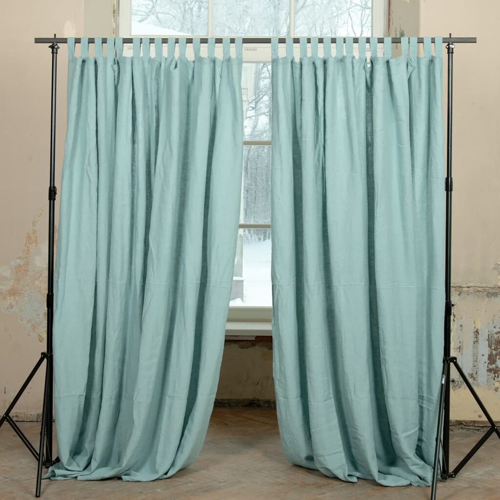 aquamarine linen curtains