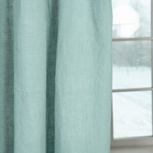 aquamarine linen curtains non transparent