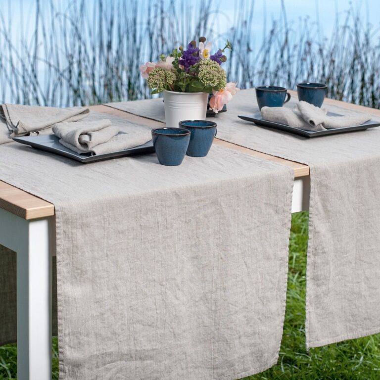 Natural linen table runner