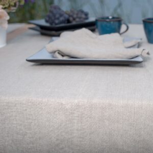 Natural linen table runner, plain weave, washed