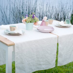 GAMMA Løper hvit 4 Off-white linen table runner