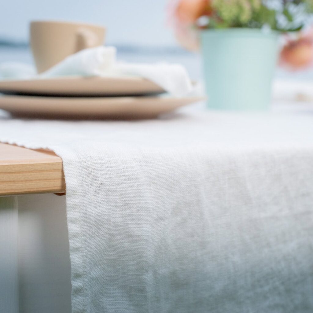 GAMMA Løper hvit 3 Off-white linen table runner, washed fabric