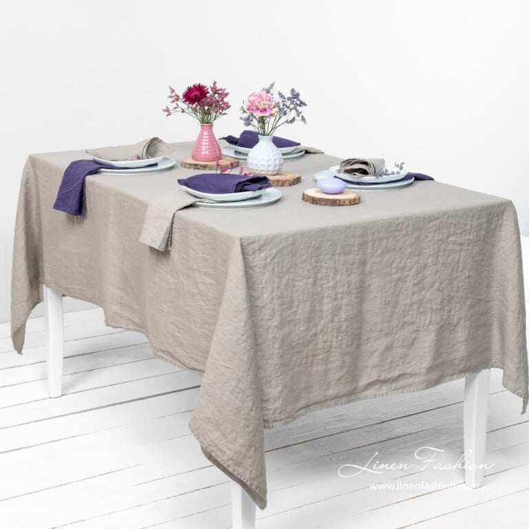 Brownish grey linen tablecloth, gamma.
