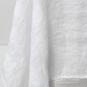 PORTO white linen tablecloth in transparent checks