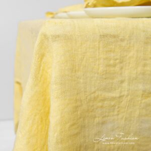 PORTO yellow tablecloth woven from yellow and greenish yellow yarns