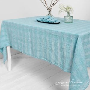 PORTO Duk lyseblå 7 PORTO light blue linen tablecloth in openweave pattern