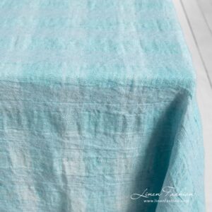 PORTO Duk lyseblå 10 PORTO light blue linen tablecloth in transparent checks