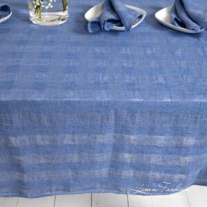 PORTO linen tablecloth in transparent checks