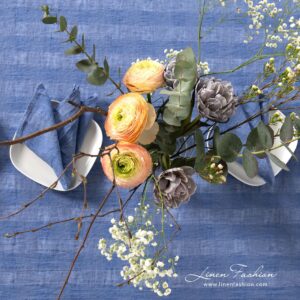 PORTO linen tablecloth woven from two shades of blue