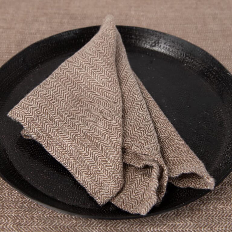 linen herringbone brown napkin.
