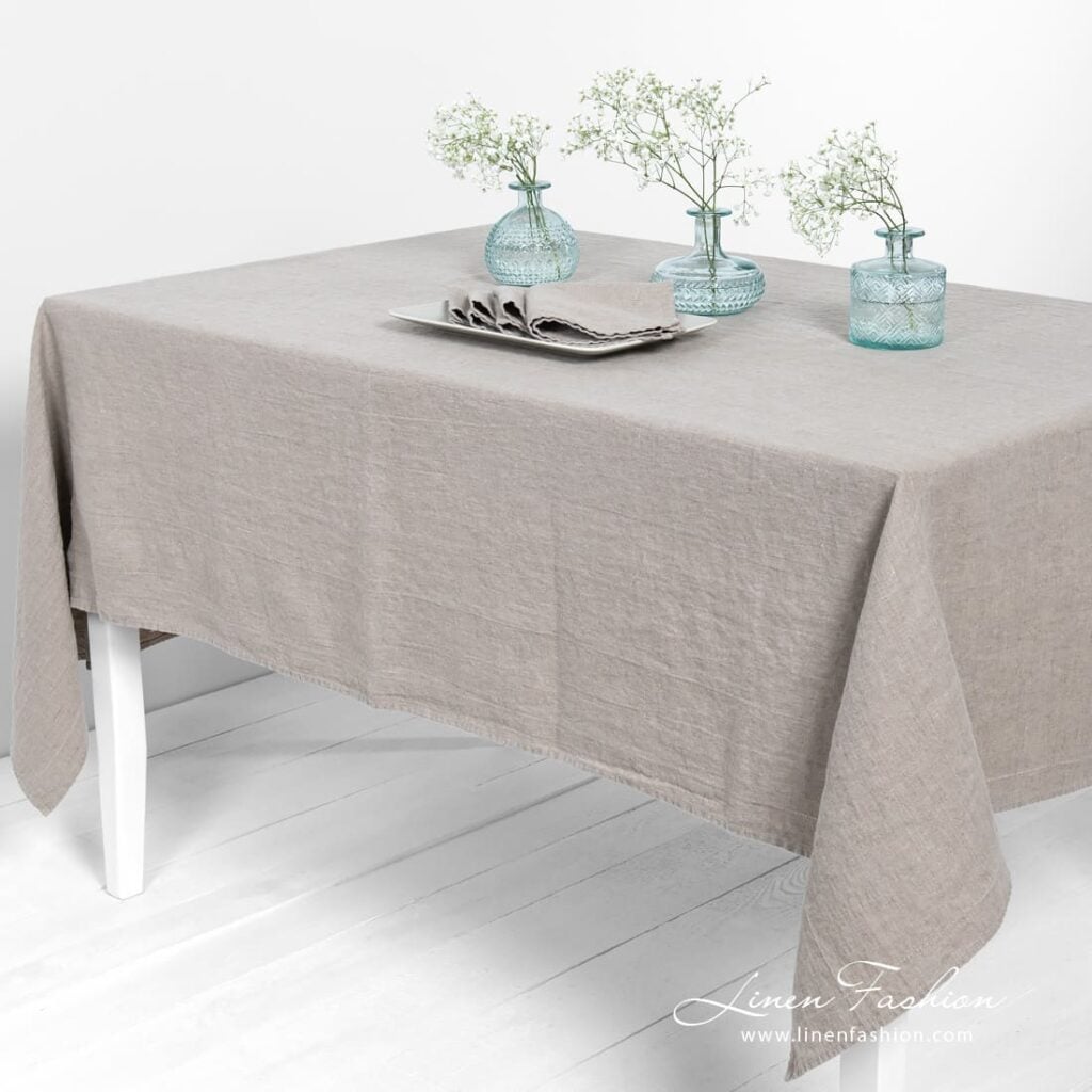 NARA Duk naturlig lin 2 NARA grey linen tablecloth in natural linen color