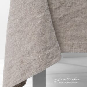 NARA Duk naturlig lin 15 NARA grey linen tablecloth with folded hemstitch borders