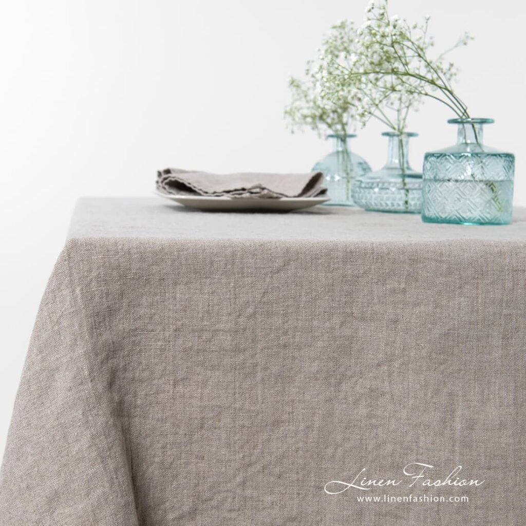 NARA Duk naturlig lin 3 NARA grey linen tablecloth with hemstitch borders