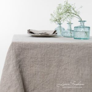 NARA Duk naturlig lin 13 NARA grey linen tablecloth with hemstitch borders
