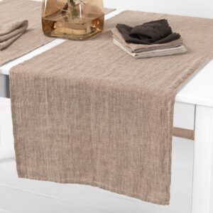ALMOND Løper brun 5 linen brown herringbone runner simple hem.