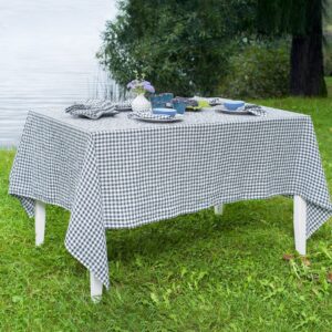 VICHY Duk mørkeblå 7 Checked blue linen tablecloth