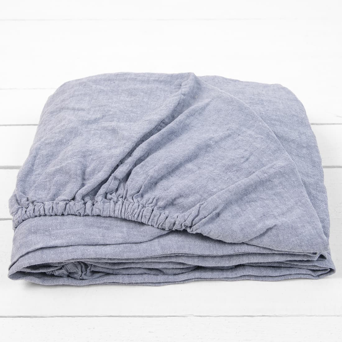blue mix linen fitted sheet