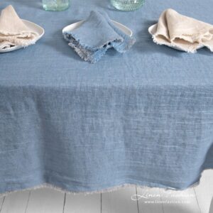 MANTIS greyish blue linen tablecloth