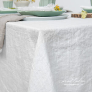VEGA Duk hvit 9 White satin weave linen tablecloth, washed