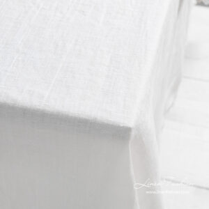 VEGA Duk hvit 11 Washed linen tablecloth, off white color, satin weave