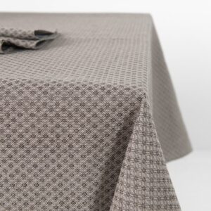 Brown tablecloth linen cotton, detail