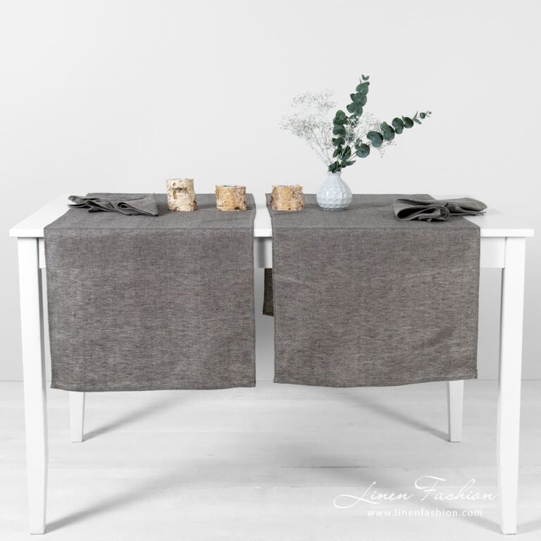 MINERAL grey linen cotton runner