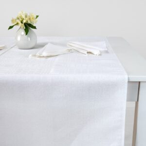 White linen cotton table runner, simple hem