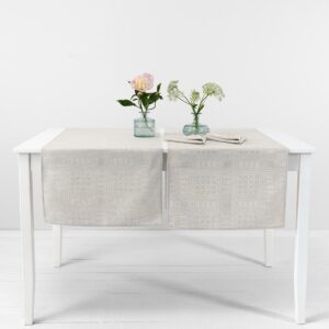 CAMPO Løper beige 8 Beige linen cotton table runner, simple hem