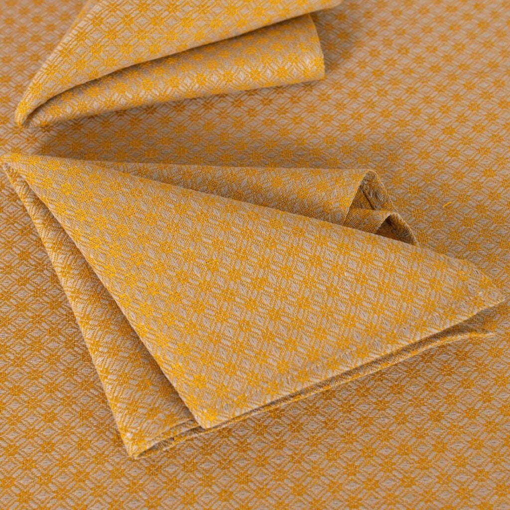 Yellow patterned linen cotton napkin