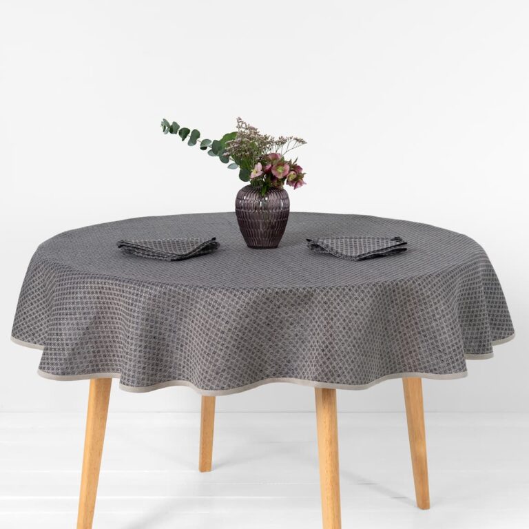 dark blue patterned linen-cotton tablecloth
