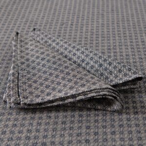 dark blue patterned linen-cotton tablecloth matching napkins