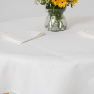Round/oval linen cotton white tablecloth, optical white